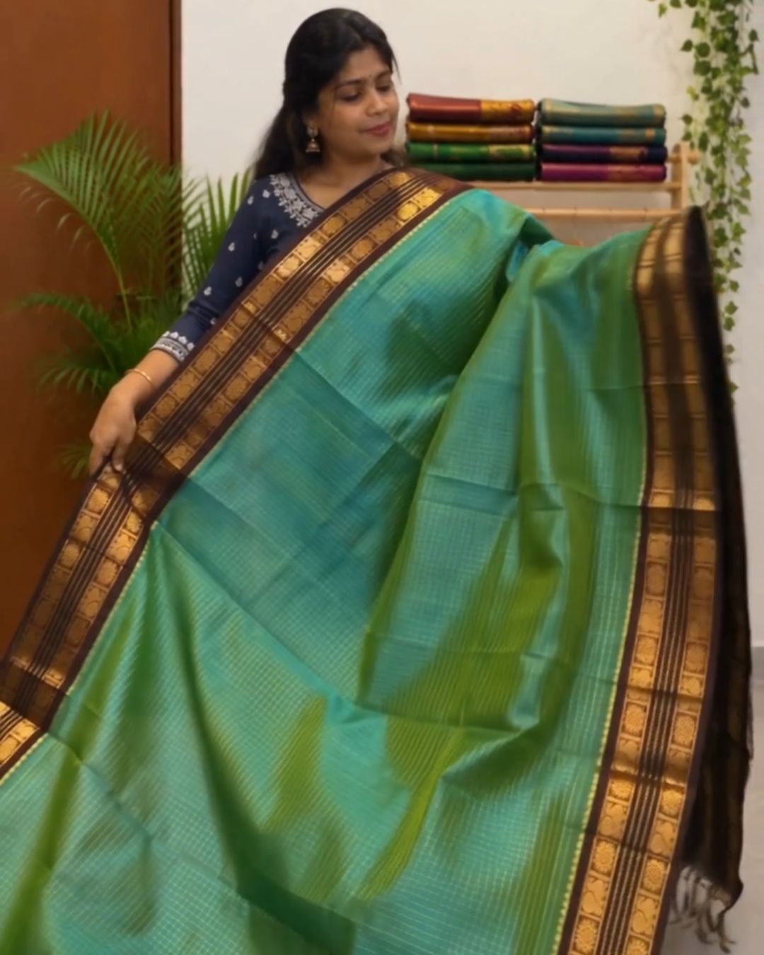 Turquoise Kanjivaram Saree