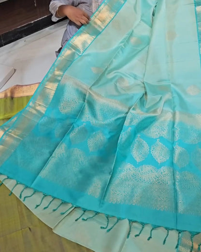 Turquoise Weave Silk Saree