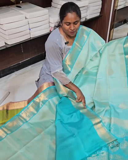 Turquoise Weave Silk Saree