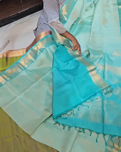Turquoise Weave Silk Saree