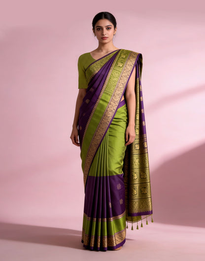 Vibrant Parrot Weave Saree