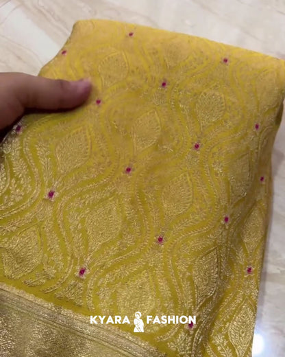 Yellow Banarsi Silk Saree
