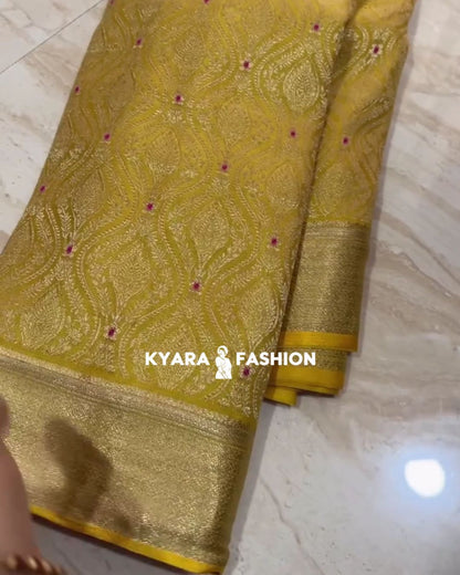 Yellow Banarsi Silk Saree