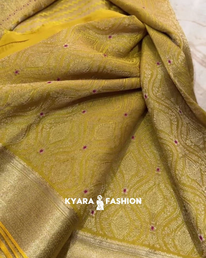 Yellow Banarsi Silk Saree