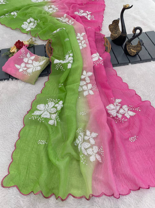 Soft Shaded Crunchy Fabric saree